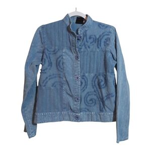Produce Company Vintage Women's Blue Denim Cotton Button Front Jacket Size Small